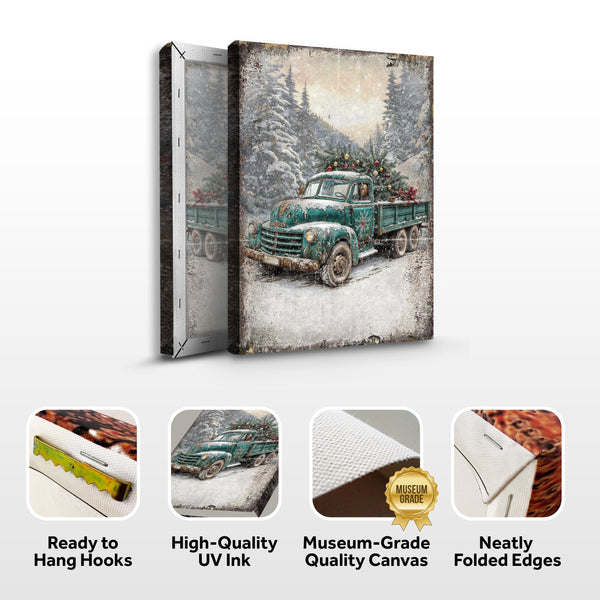 Vintage Truck With Christmas Tree Wall Art