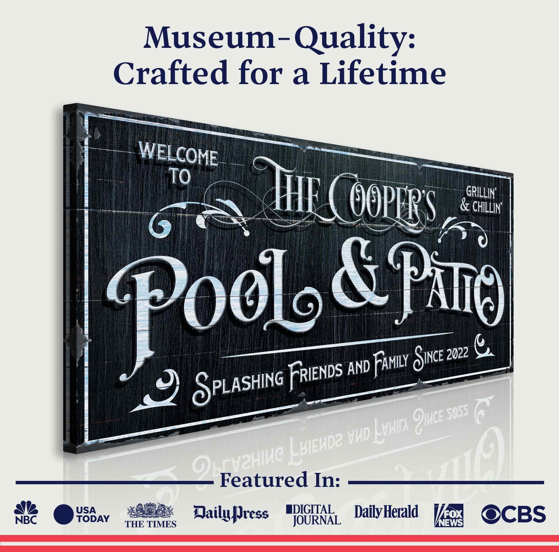 Personalized Pool Sign Black and White