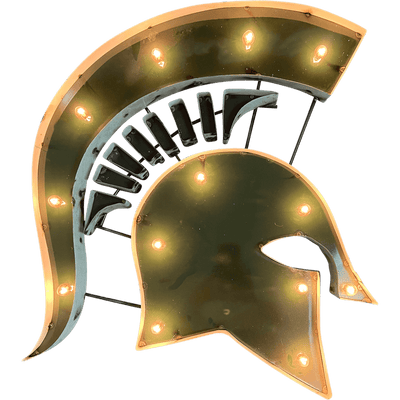 Michigan State Spartans Head Lighted Recycled Metal Wall Decor