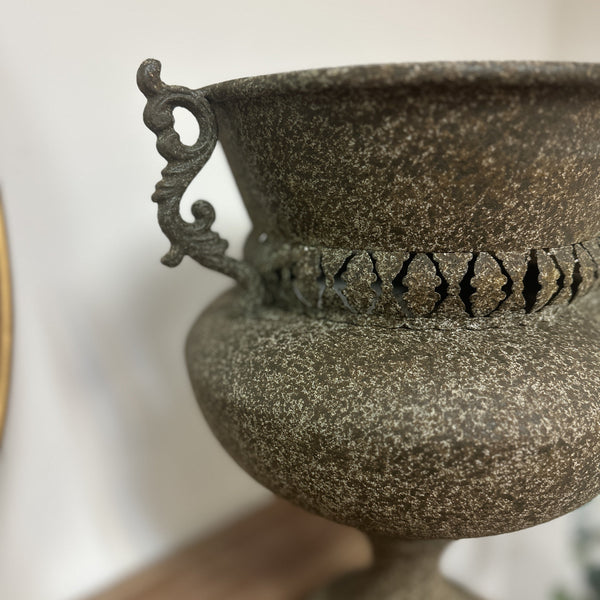 Iron Urn Planter with Scroll Handles