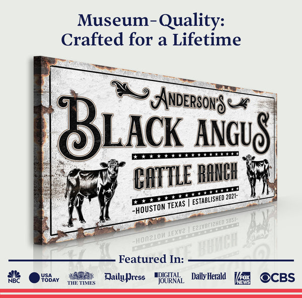 Personalized Black Angus Cattle Sign
