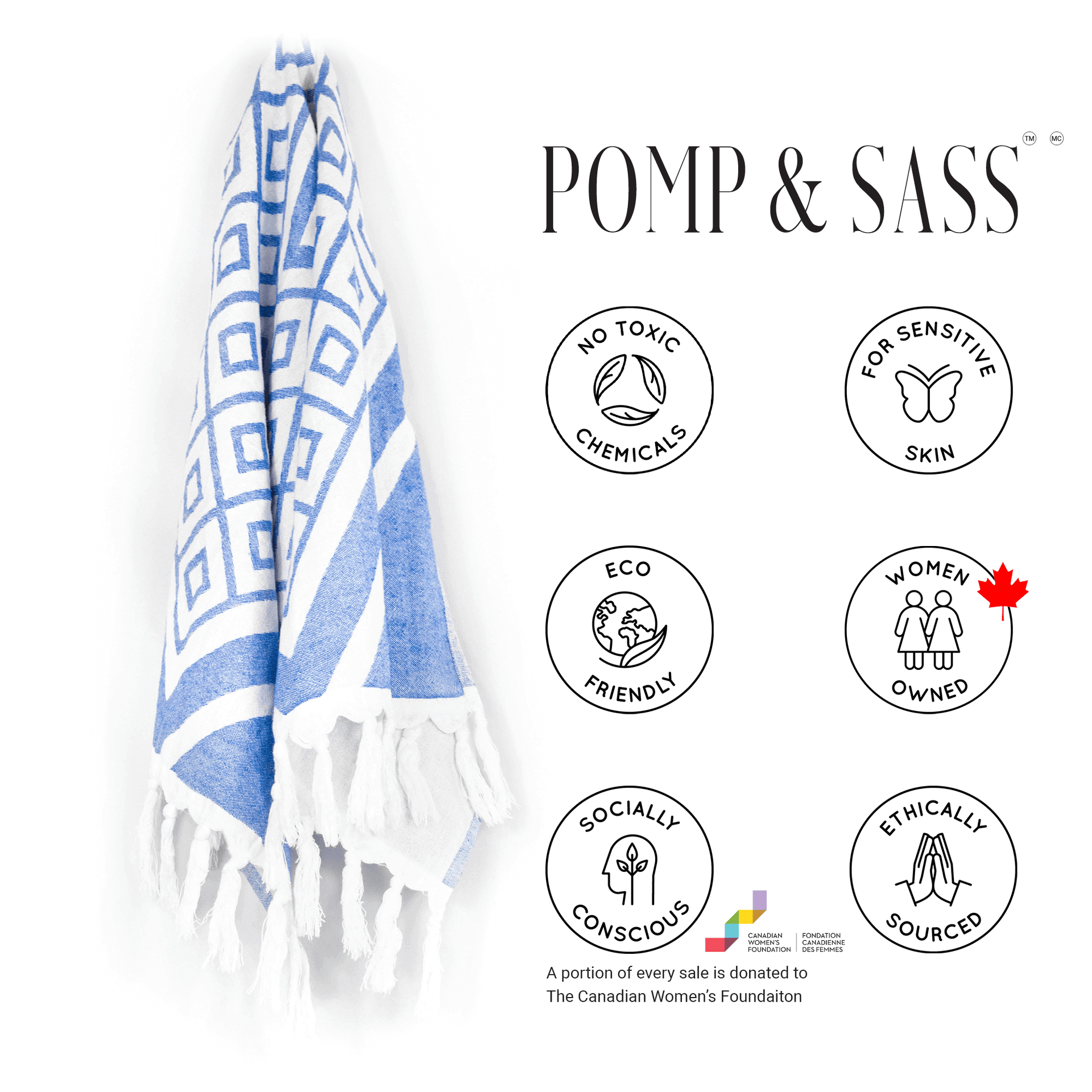 Turkish Towel | Hand Towel | Blue + White