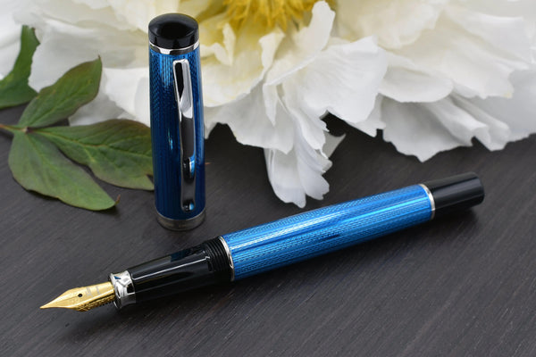 Incognito Diamond-Cut Lacquered Brass Fountain Pen (Fine Nib) - Deep Blue - Gifts for You 'n Me