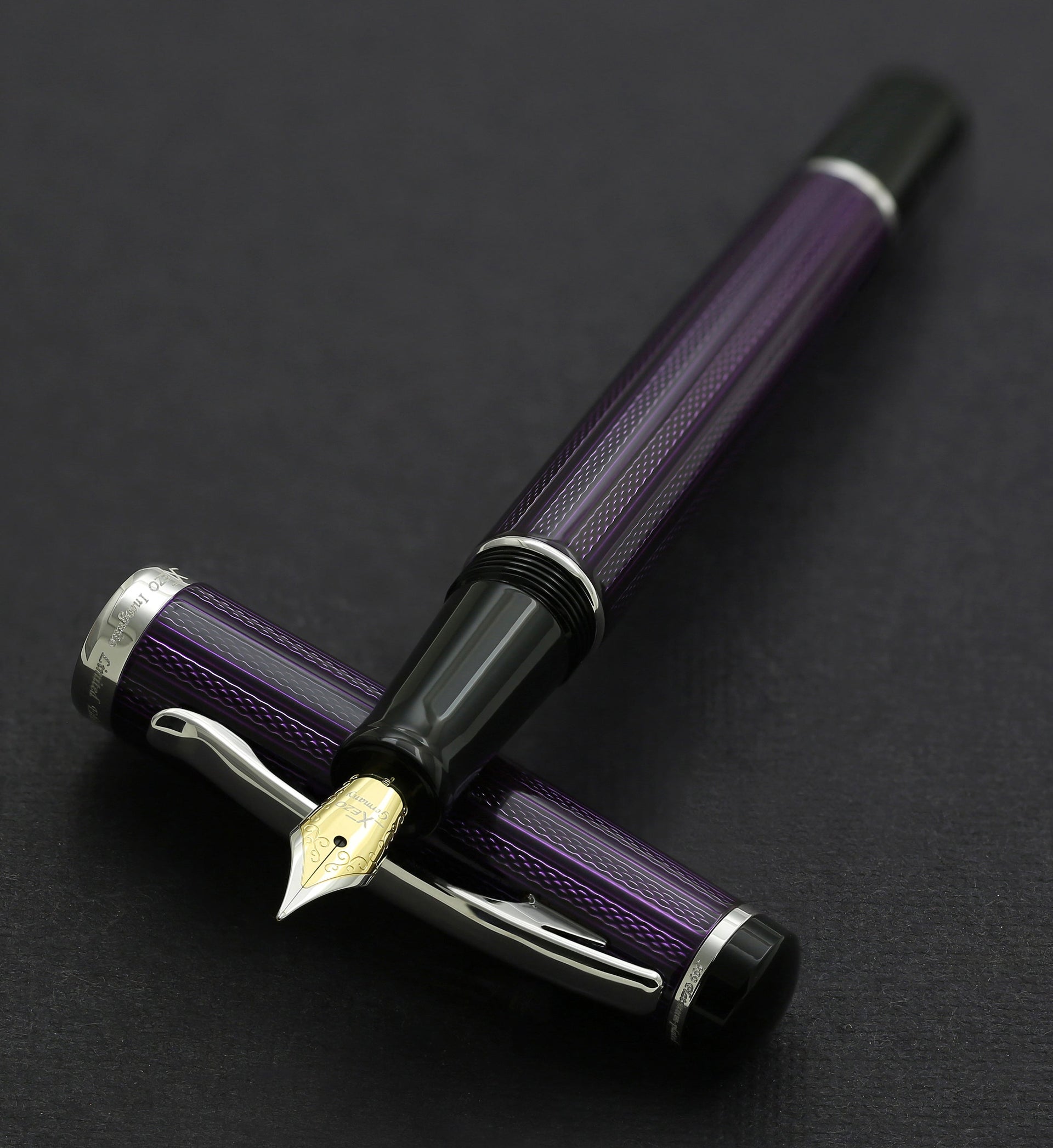 Incognito Diamond-Cut Lacquered Brass Fountain Pen (Fine Nib) - Purple