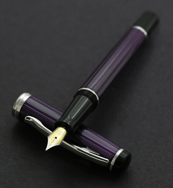 Incognito Diamond-Cut Lacquered Brass Fountain Pen (Fine Nib) - Purple - Gifts for You 'n Me