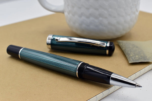 Incognito Diamond-Cut Lacquered Brass Rollerball Pen - Forest Green - Gifts for You 'n Me