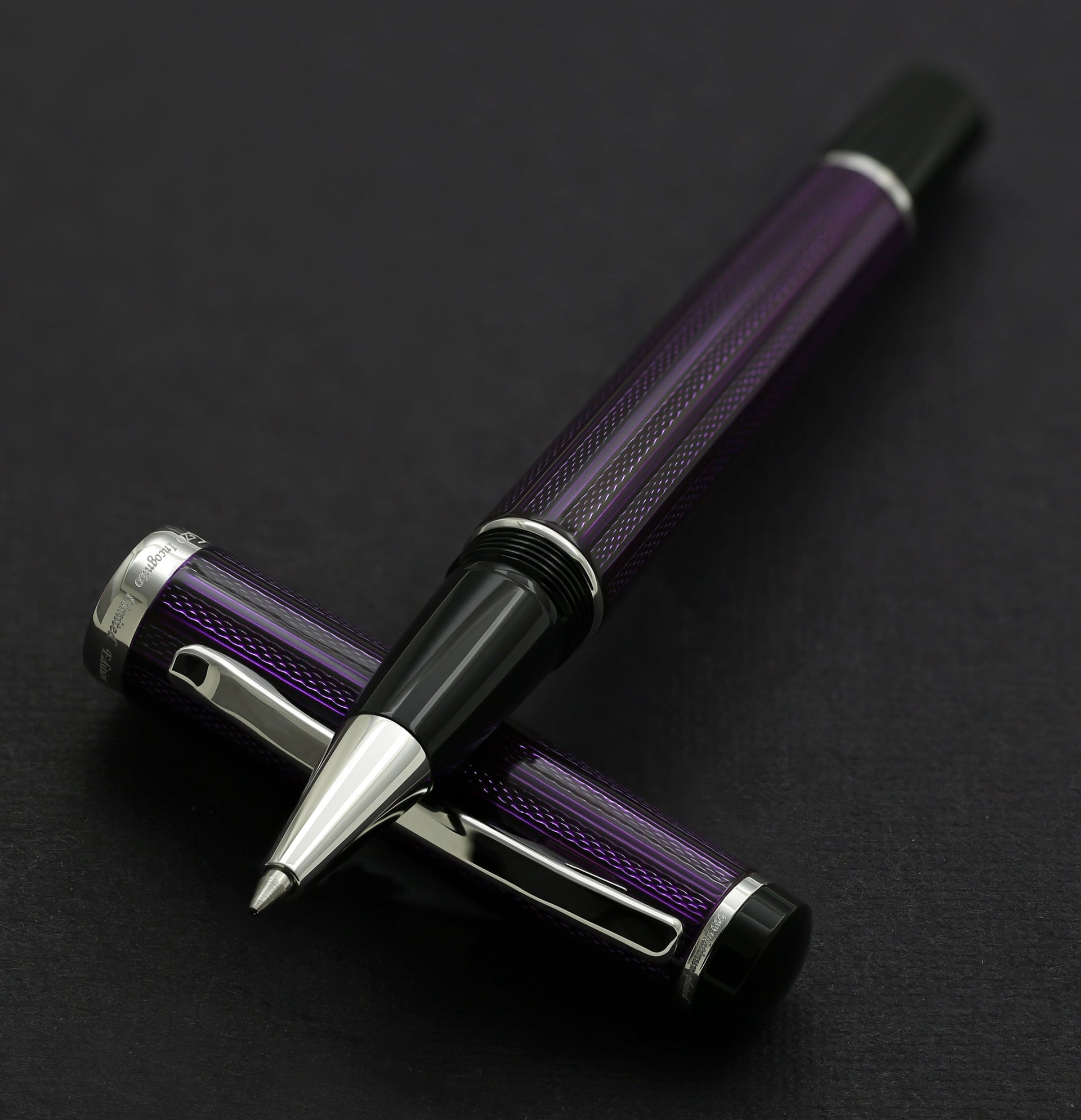 Incognito Diamond-Cut Lacquered Brass Rollerball Pen - Purple