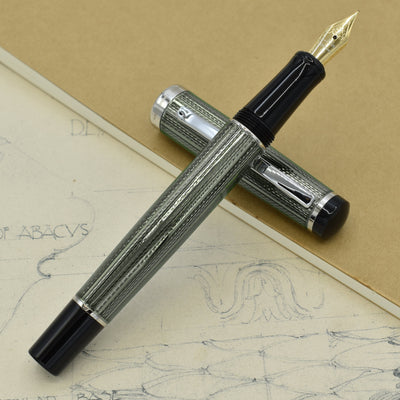 Xezo Incognito™ Diamond-Cut Lacquered Brass Fountain Pen (Extra Fine Nib) - Zinc Green