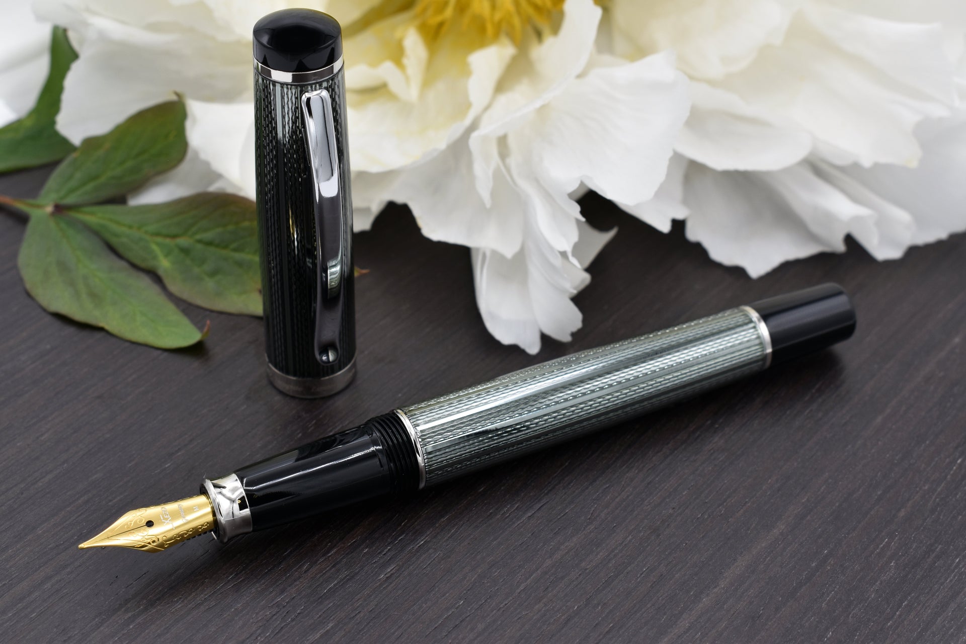 Incognito Diamond-Cut Lacquered Brass Fountain Pen (Medium Nib) - Zinc Green