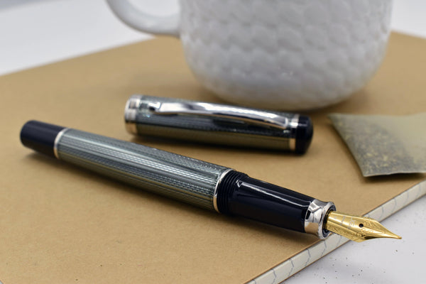 Incognito Diamond-Cut Lacquered Brass Fountain Pen (Medium Nib) - Zinc Green - Gifts for You 'n Me