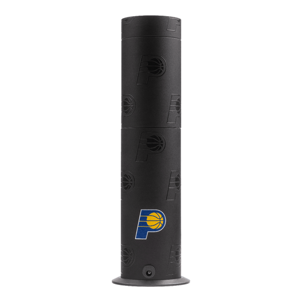 Black cylindrical product with Indiana Pacers logo on a white background