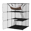 Indoor Cat Cage 3-Tier Cat Enclosure Detachable Metal Wire Kennel-Black - Black