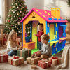 Indoor Cottage Playset with Roof and Chimney for Creative Play-Multicolor