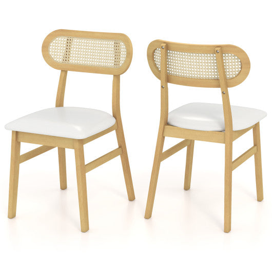 Indoor Mid Century Wood Dining Chairs Set of 2  for Dining Room-White