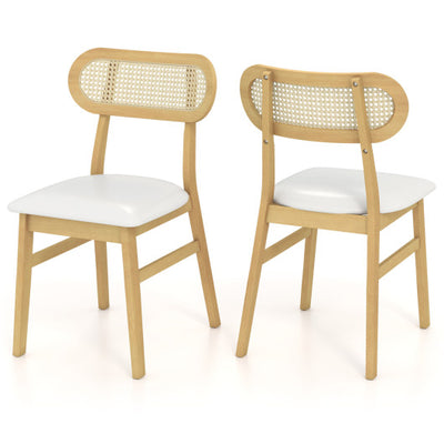 Indoor Mid Century Wood Dining Chairs Set of 2  for Dining Room-White