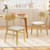 Indoor Mid Century Wood Dining Chairs Set of 2  for Dining Room-White