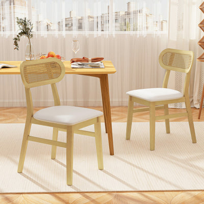Indoor Mid Century Wood Dining Chairs Set of 2  for Dining Room-White