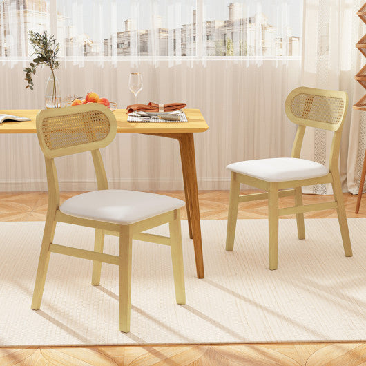 Indoor Mid Century Wood Dining Chairs Set of 2  for Dining Room-White