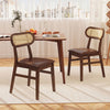 Indoor Mid Century Wood Dining Chairs Set of 2  for Dining Room-Coffee