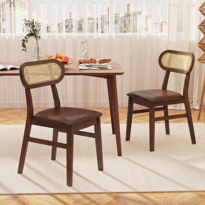 Indoor Mid Century Wood Dining Chairs Set of 2  for Dining Room-Coffee