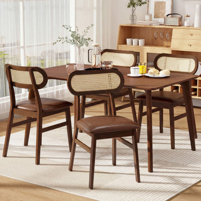 Indoor Mid Century Wood Dining Chairs Set of 2  for Dining Room-Coffee