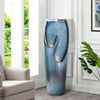 Concrete Turquoise Cracked Jar Outdoor Fountain 38 Inch