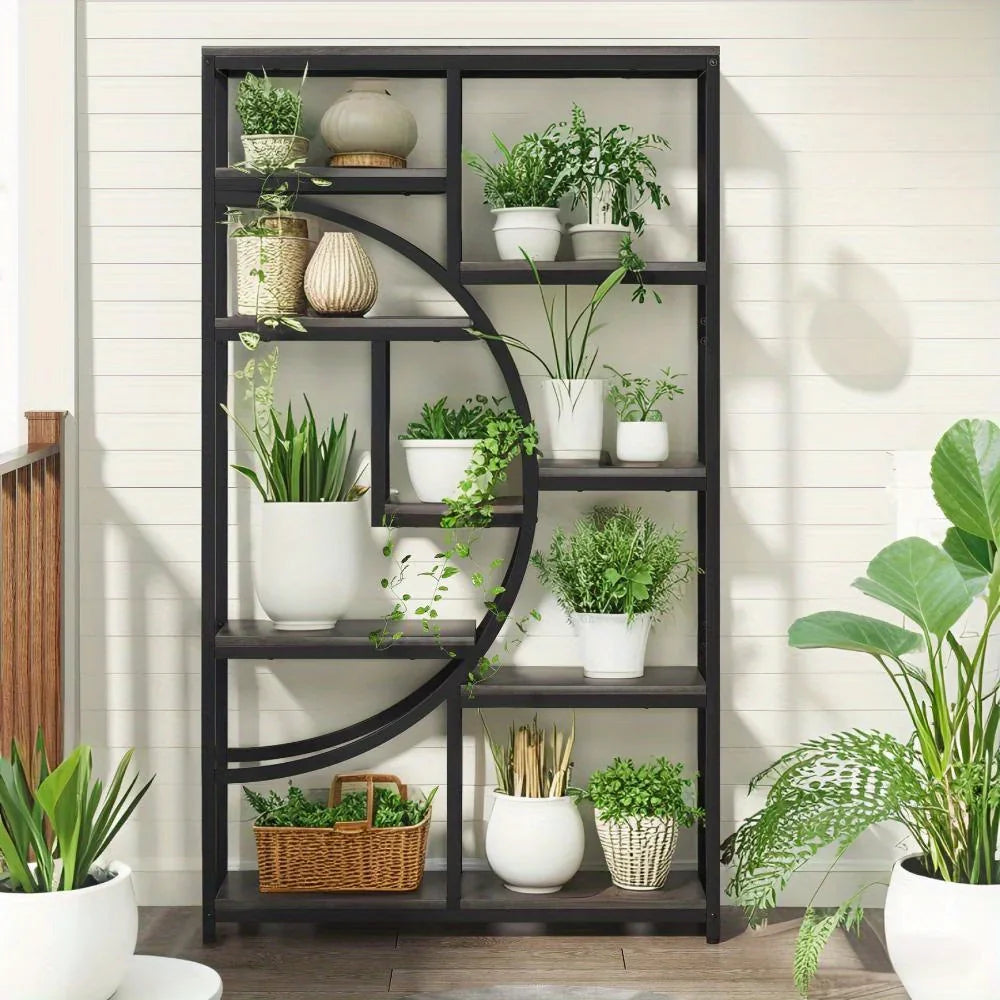Industrial Metal 5 Tier Bookcase, Freestanding Bookshelf with Open Storage Shelves