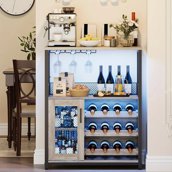 Industrial Metal Sideboard Buffet Cabinet with Wine Rack