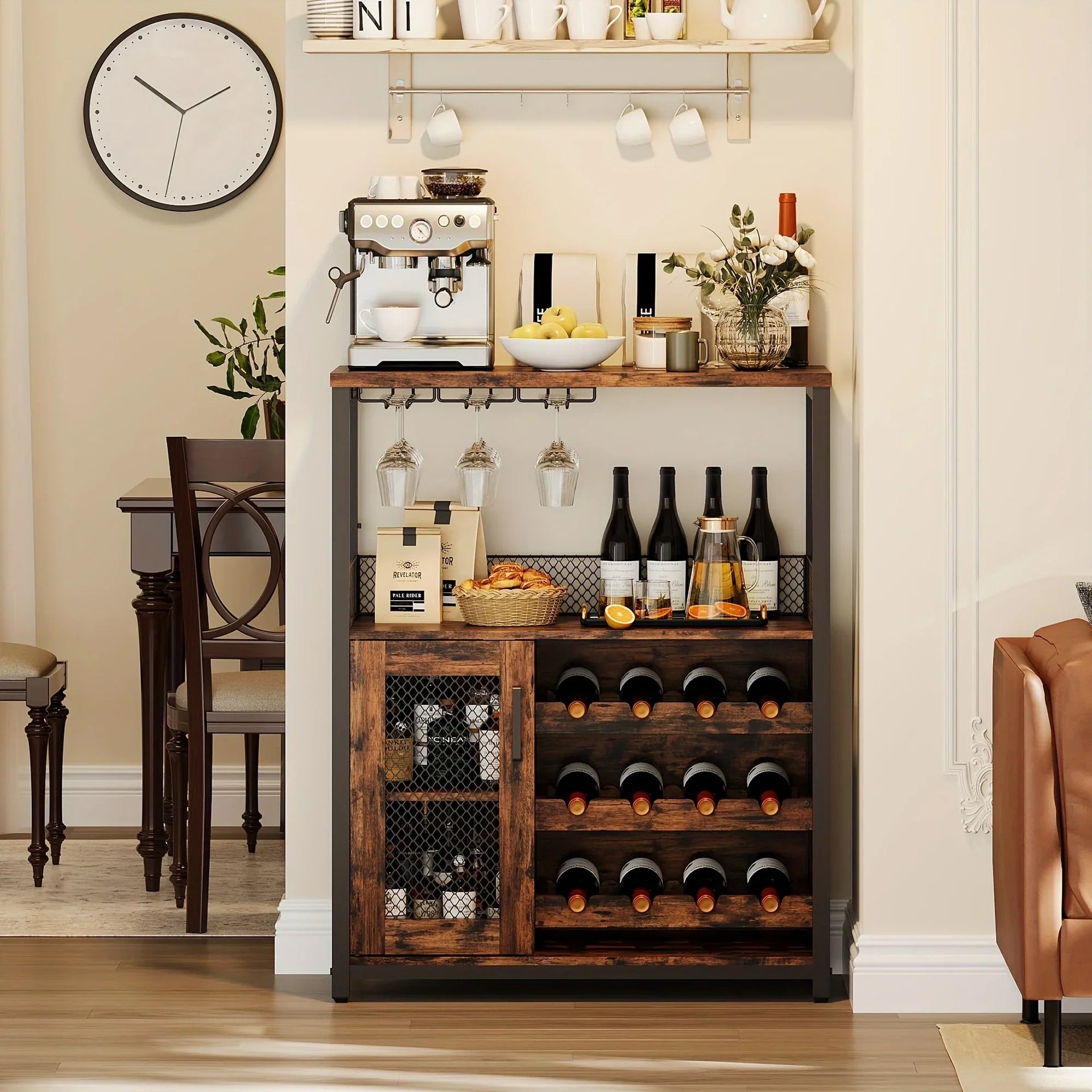 Industrial Metal Sideboard Buffet Cabinet with Wine Rack