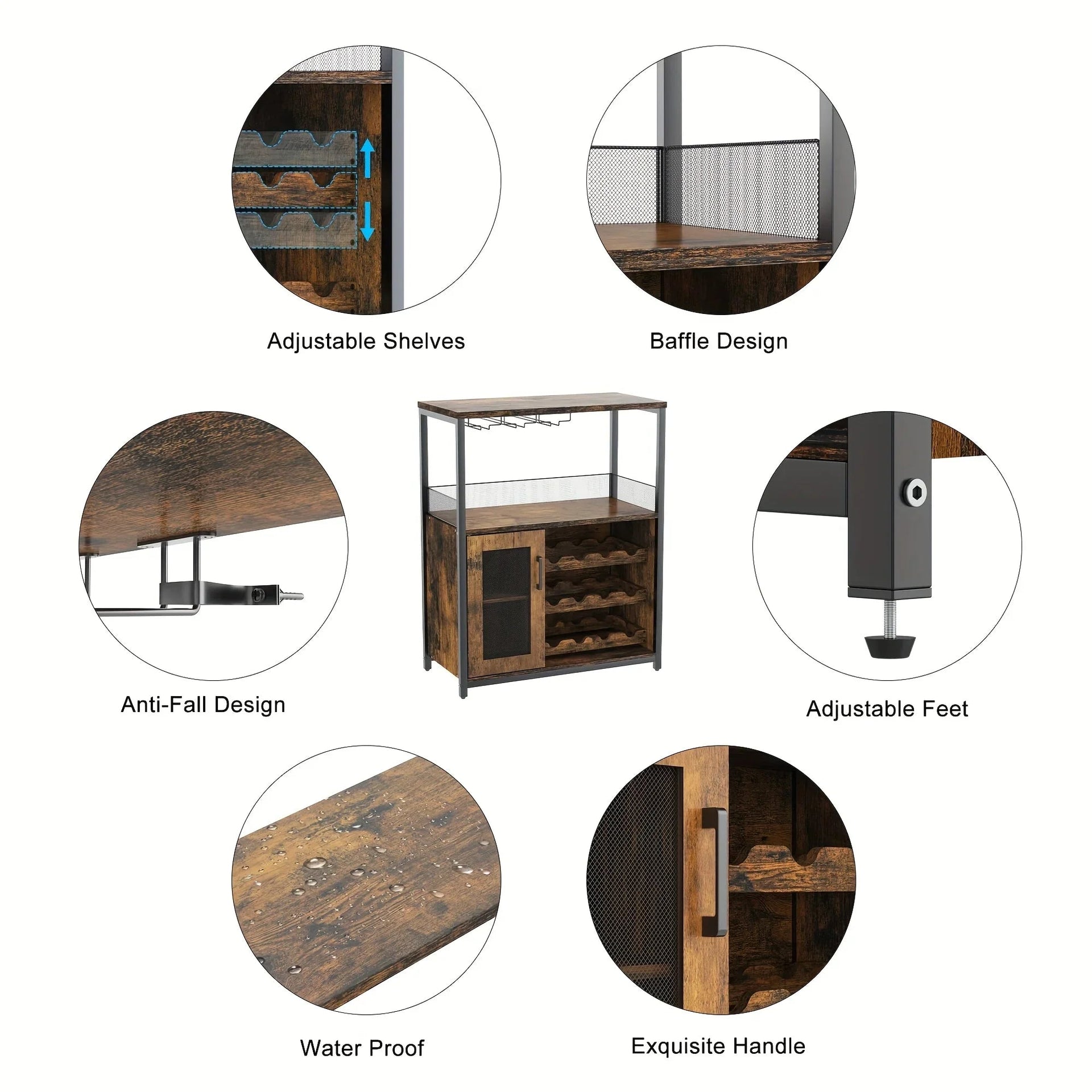 Industrial Metal Sideboard Buffet Cabinet with Wine Rack