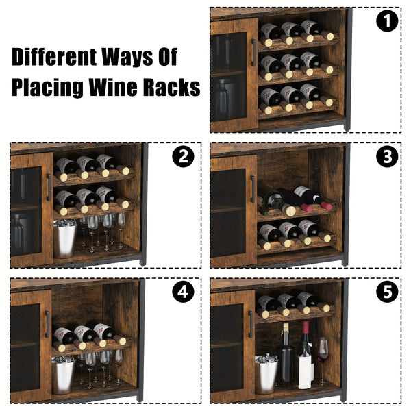 Industrial Metal Sideboard Buffet Cabinet with Wine Rack