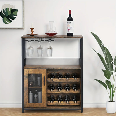 Industrial Metal Sideboard Buffet Cabinet with Wine Rack