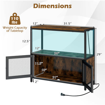Industrial Coffee Bar Cabinet with LED Lights and Charging Station-Rustic Brown