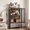 Industrial Coffee Bar Cabinet with 2-Tier Storage Compartment-Rustic Brown