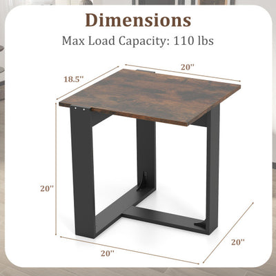 Industrial Sofa End Table with Metal Frame-1