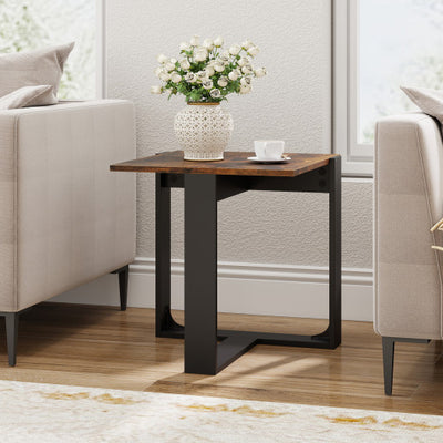 Industrial Sofa End Table with Metal Frame-2