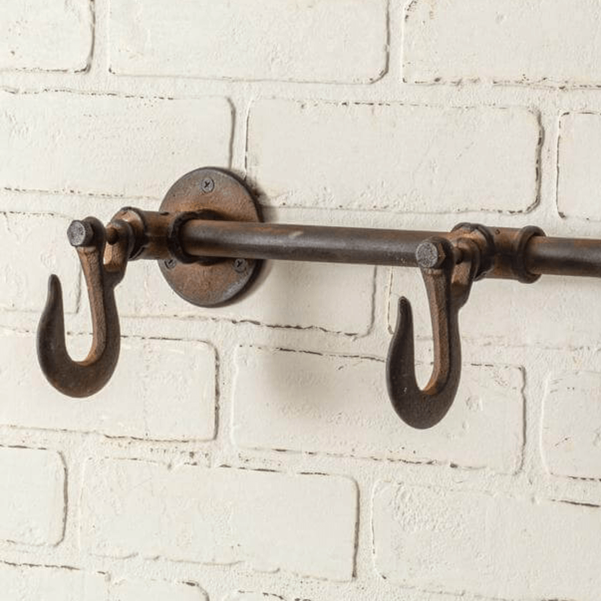 Industrial Three Hook Wall Rack in Cast Iron