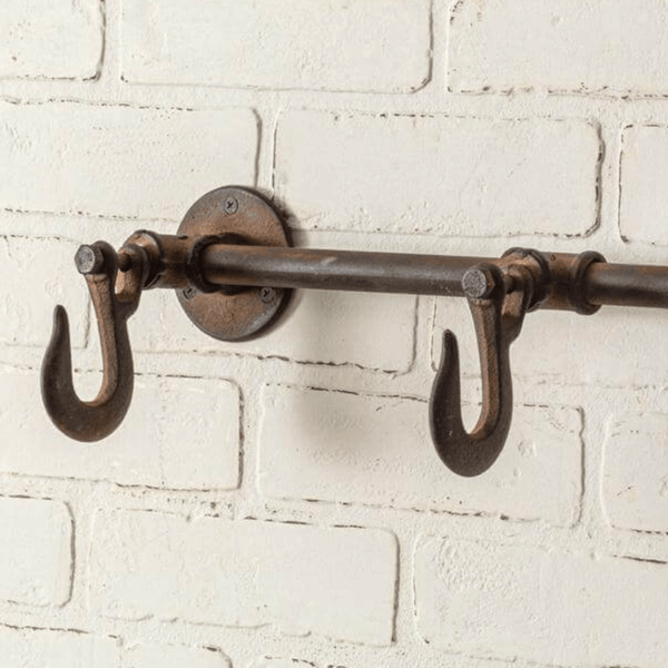 Industrial Three Hook Wall Rack in Cast Iron