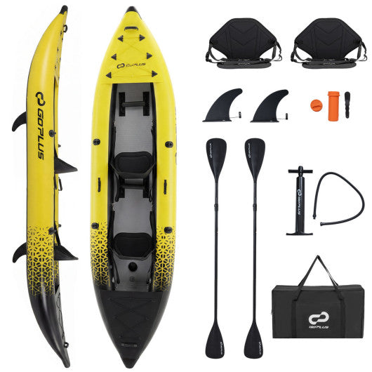 Inflatable 2-person Kayak Set with Aluminium Oars and Repair Kit-Yellow