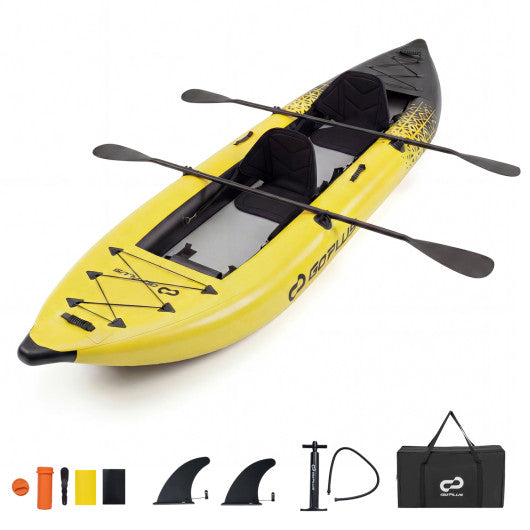 Inflatable 2-person Kayak Set with Aluminium Oars and Repair Kit-Yellow