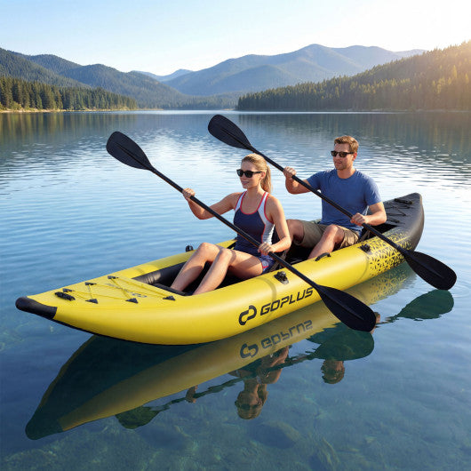 Inflatable 2-person Kayak Set with Aluminium Oars and Repair Kit-Yellow