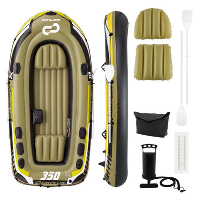 Heavy-Duty Inflatable Boat 4-Person Fishing Raft Set-Green