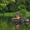 Inflatable Fishing Float Tube with Pump Storage Pockets and Fish Ruler-Gray