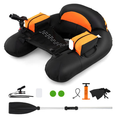 Inflatable Float Tube with Adjustable Fishing Rod Holder and Fish Hook Stator-Orange