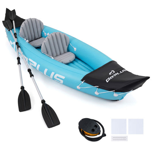 Inflatable Kayak 2 Person Heavy Duty Tandem Touring Kayak with Aluminum Paddles-Blue