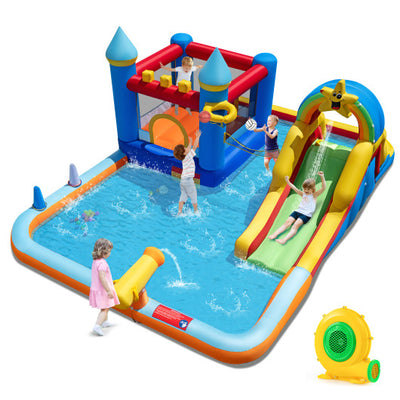 Inflatable Water Slide Park Bouncy Castle with Climbing Wall with Blower