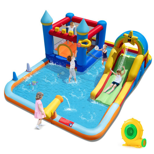 Inflatable Water Slide Park Bouncy Castle with Climbing Wall with Blower