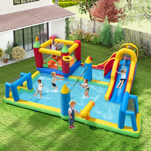 Inflatable Water Slide Bounce House 9-in-1 Jumping Castle with 735W Blower