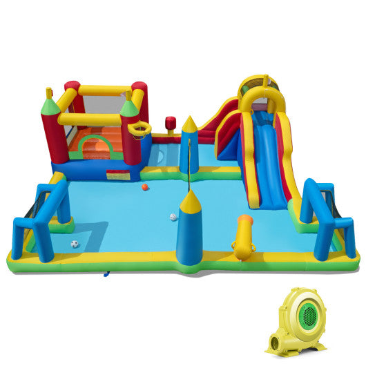 Inflatable Water Slide Bounce House 9-in-1 Jumping Castle with 735W Blower