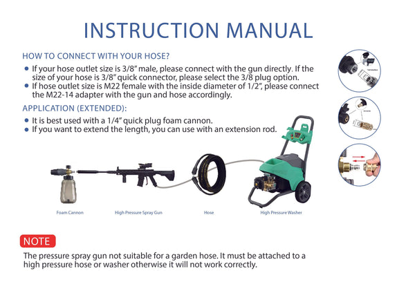 Pressure Washer Gun, Car Cleaning Tool Unique Mechanism, High Pressure Spray Washing Equipment - for Car Wash, Military, Patriotic, Police-Inspired Design, Precision Cleaner